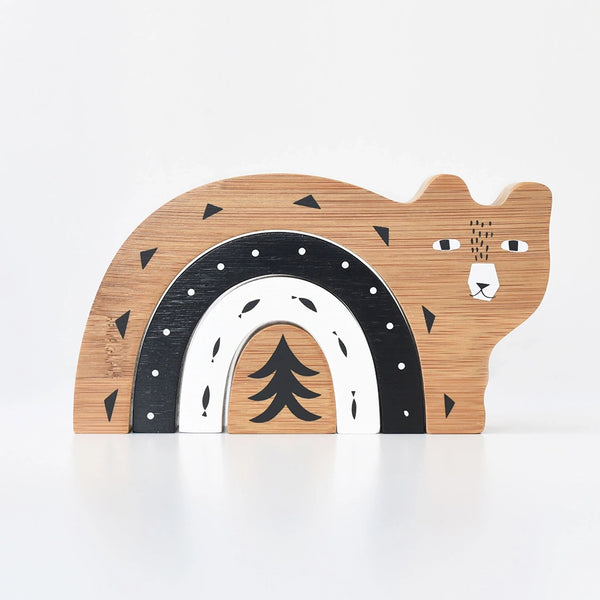 Wee Gallery Bamboo Nesting Bear Wooden Stacking Puzzle