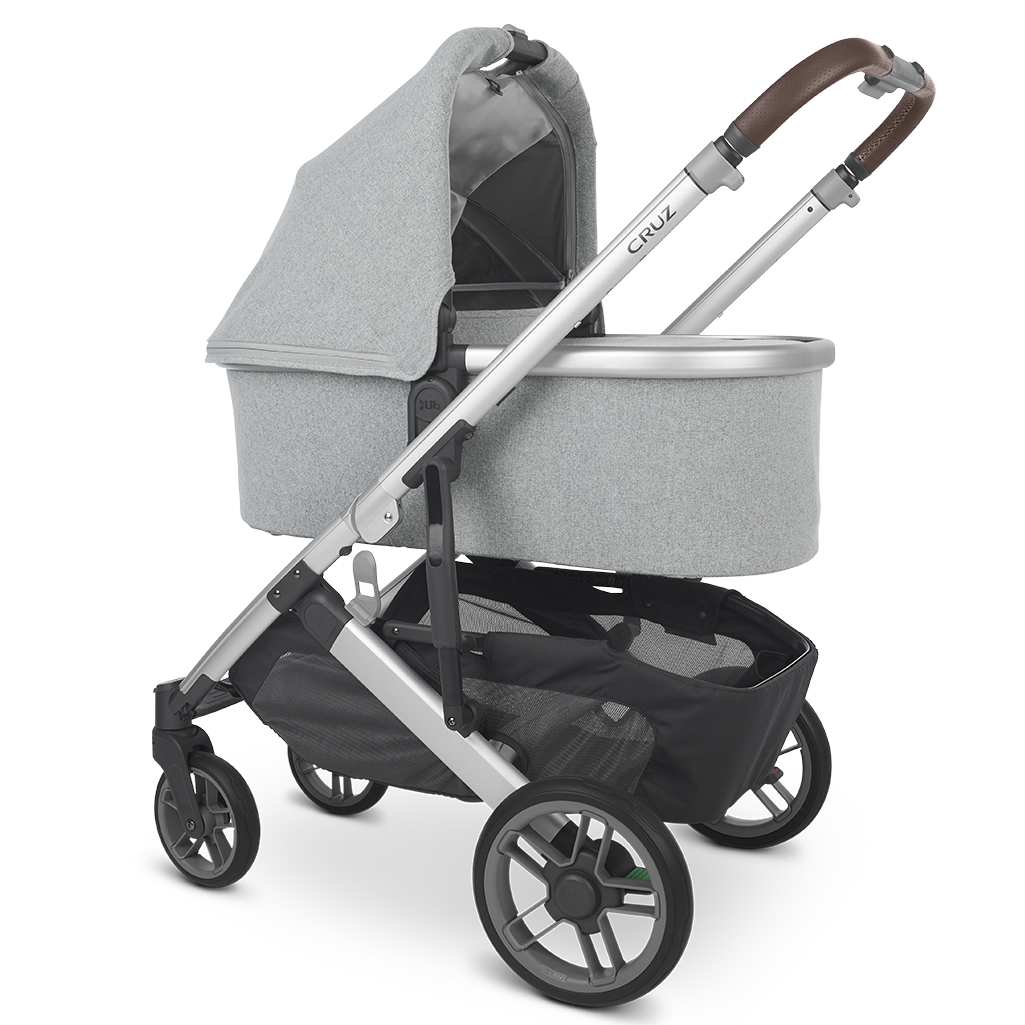 Uppababy Cruz Stroller with baby Bassinet Accessory in Stella Light Grey