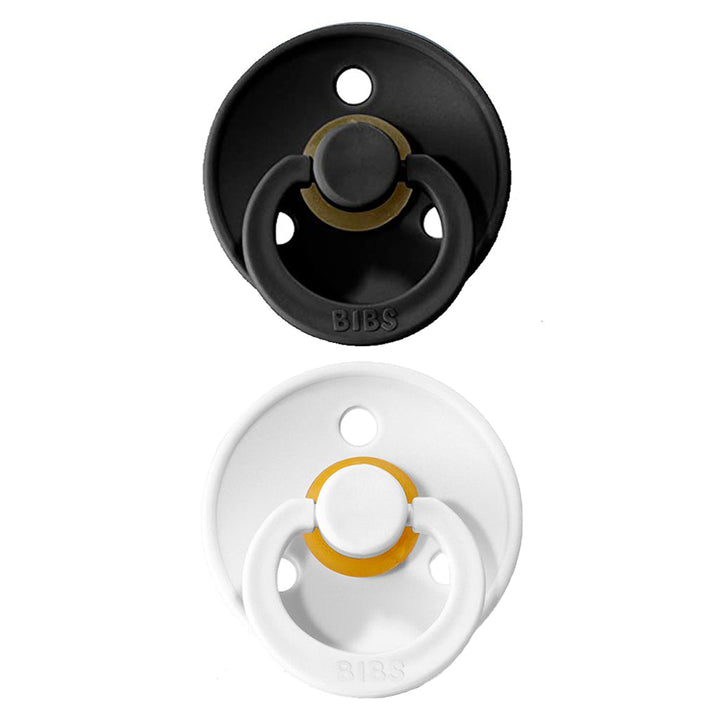Bold look BIBS Pacifier Colour Collection 2 Pack Black & White, best pacifiers for infants.