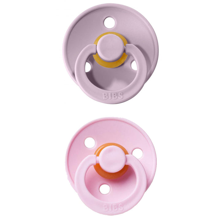 Delicate tones BIBS Pacifier Colour Collection 2 Pack Lilac & Baby Pink, sweet baby pacifiers.