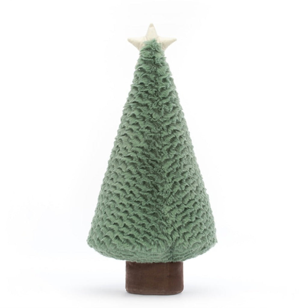Jellycat amuseables blue spruce xmas tree kids holiday figure with white star and green fur - back