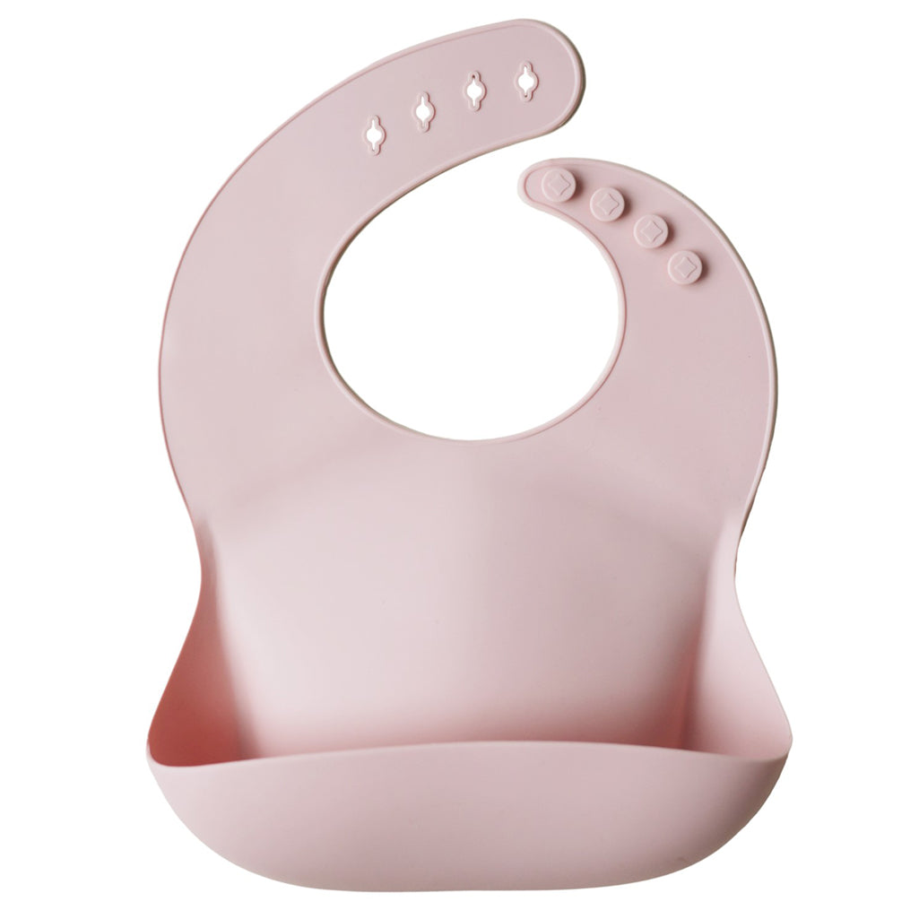 Mushie Blush Soft and stylish Blush silicone bib for babies ideal for feeding time