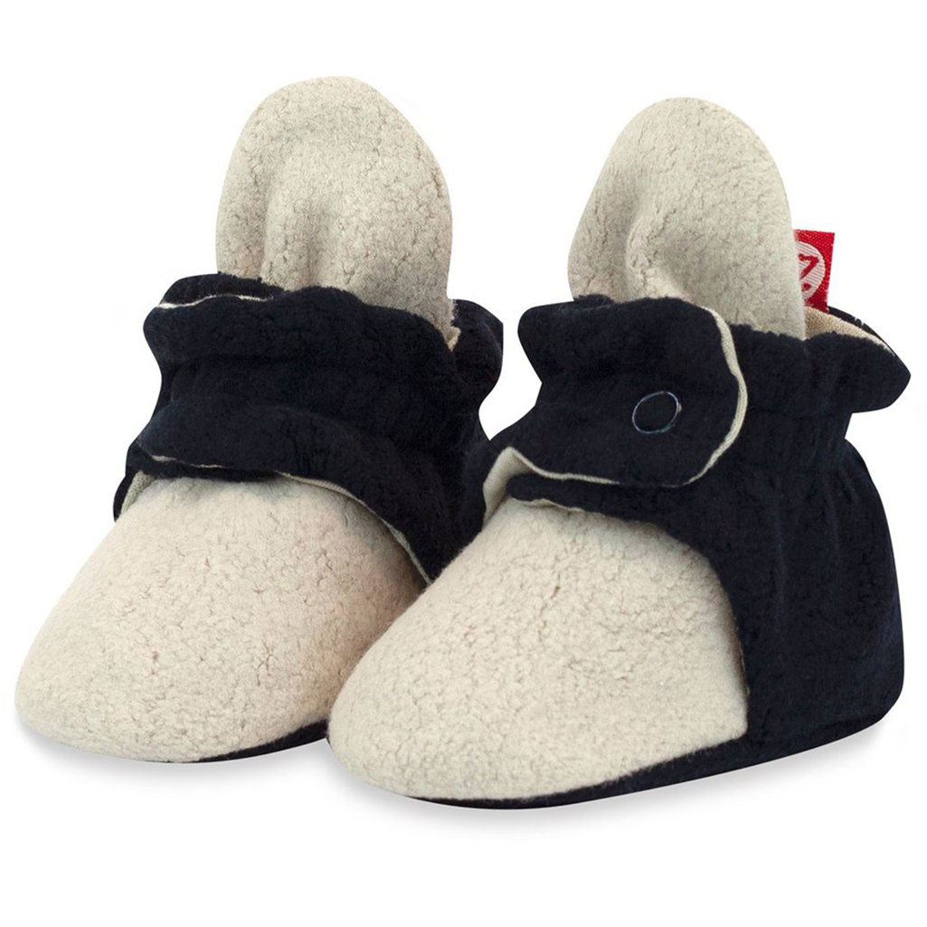  Zutano fleece cozy booties in black and white 