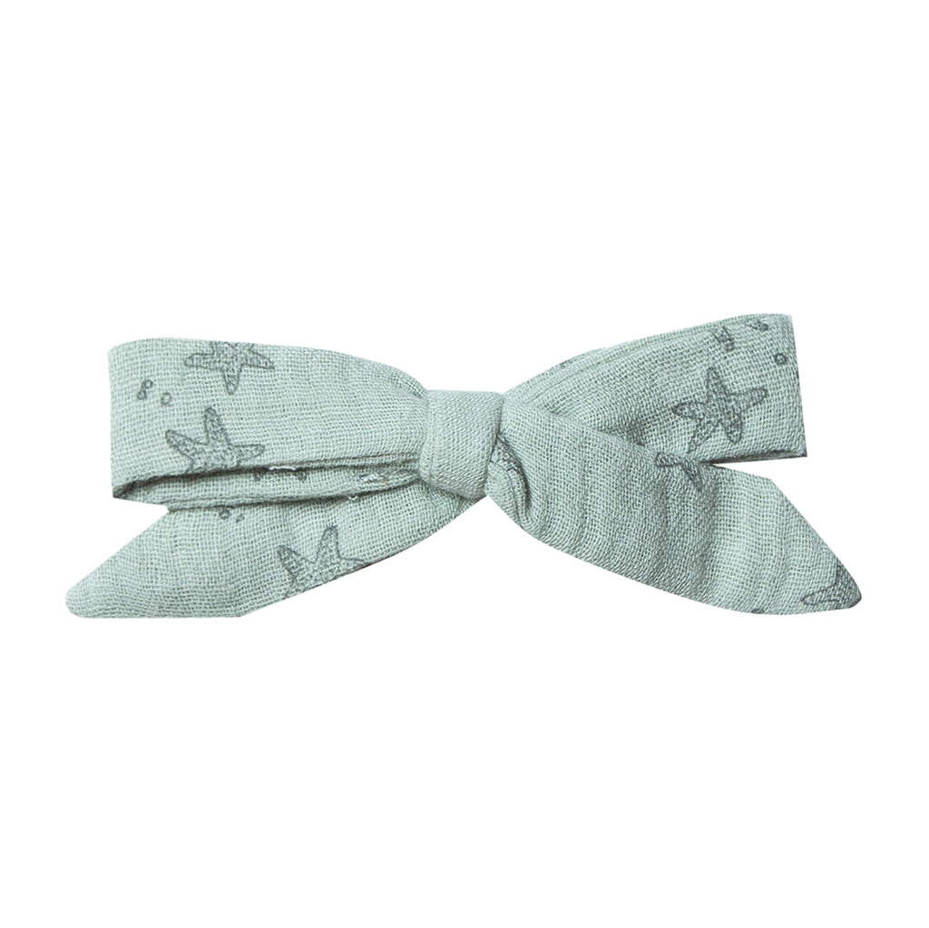 Rylee&Cru Cotton Baby Bow Hair Clip Accessory seafoam green with starfish