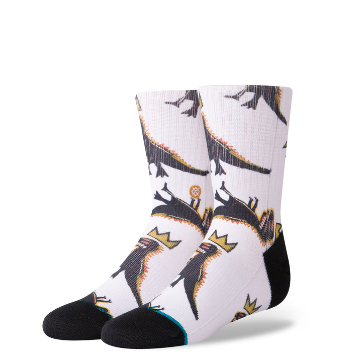 Stance Classic Toddler Boys Socks pattern basquiat rawr artist dinosaur crown black white