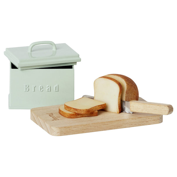 Maileg Bread Box Set Children's Dollhouse Toy Accessories mint and cream colored