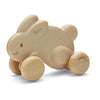Plan Toys White Push Along Bunny Children's Active Push & Pull Toy - all natural smooth bunny with four wheels