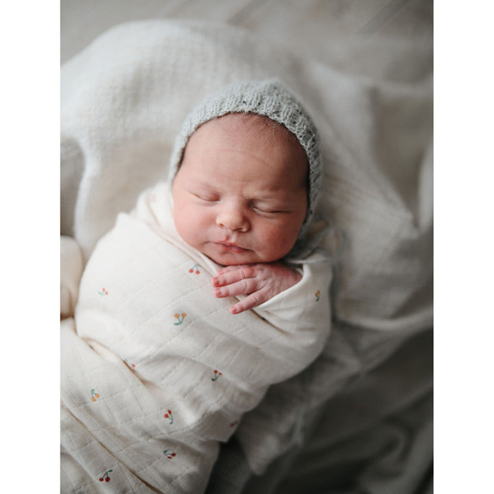 Mushie cherry Organic Cotton Nursery Swaddling Blanket 