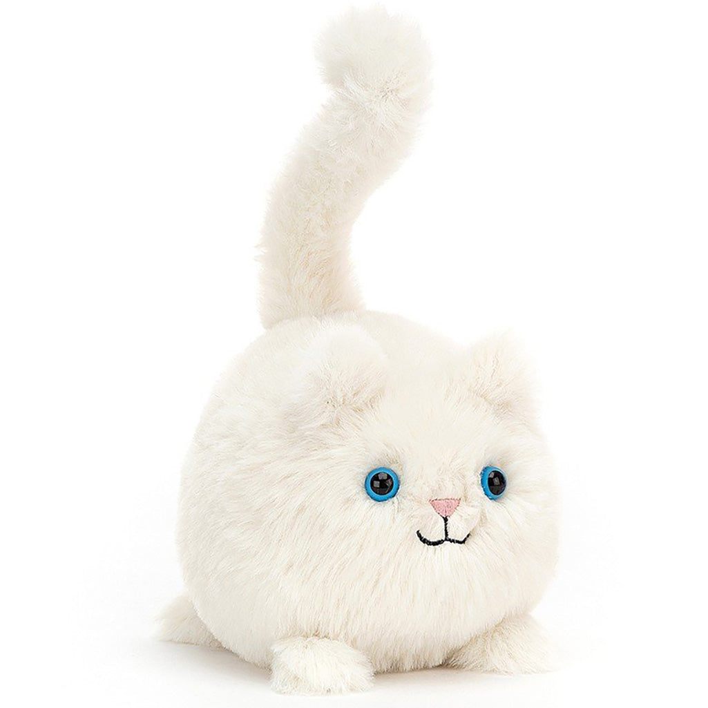 Jellycat Cream Kitten Caboodle Children's Stuffed Animal Toy white blue eyes