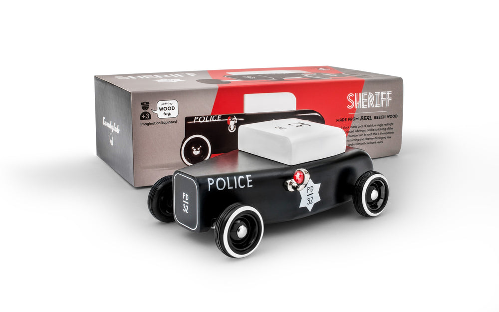 Candylab Toys solid beech wood modern vintage sheriff car classic wooden police vehicle
