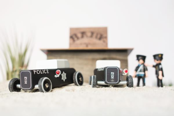 Candylab Toys modern vintage wooden sheriff car collectible solid beech wood police toy