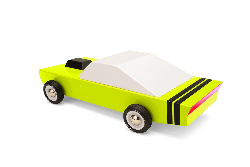 High-speed inspired Candylab Stinger wooden car with classic muscle car aesthetics