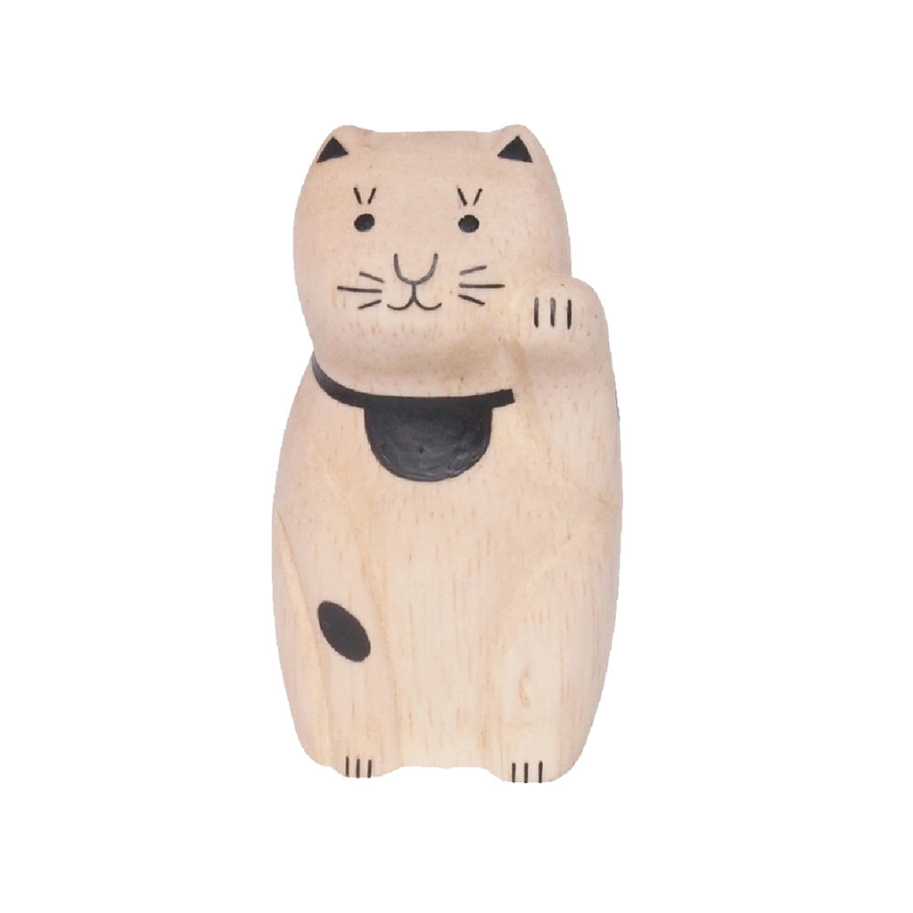 T-Lab Engimon Lucky Cat Polepole Wooden Animals Hand-Crafted Toys natural wood color