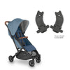 Charlotte Blue UPPAbaby Minu V2 compact stroller with Mesa Adapters