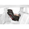 Child in the car in the rear facing position in the Clek Fllo Convertible Car seat.