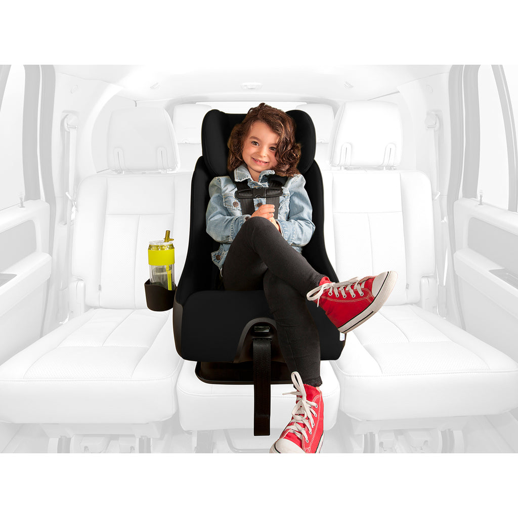 Child in the front facing position in the Clek Fllo convertible car seat.
