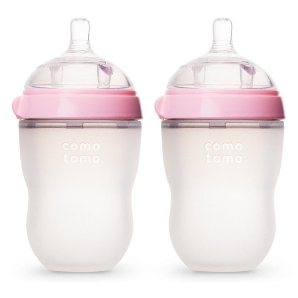 Comotomo 8oz pink baby bottles on sale 2-pack for breastfed babies