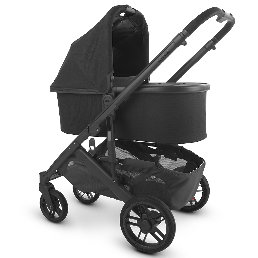 Uppababy Cruz Stroller with Bassinet Accessory for babies in Jake Black