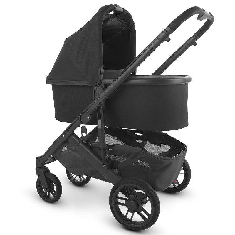 Uppababy Cruz Stroller with Bassinet Accessory for babies in Jake Black