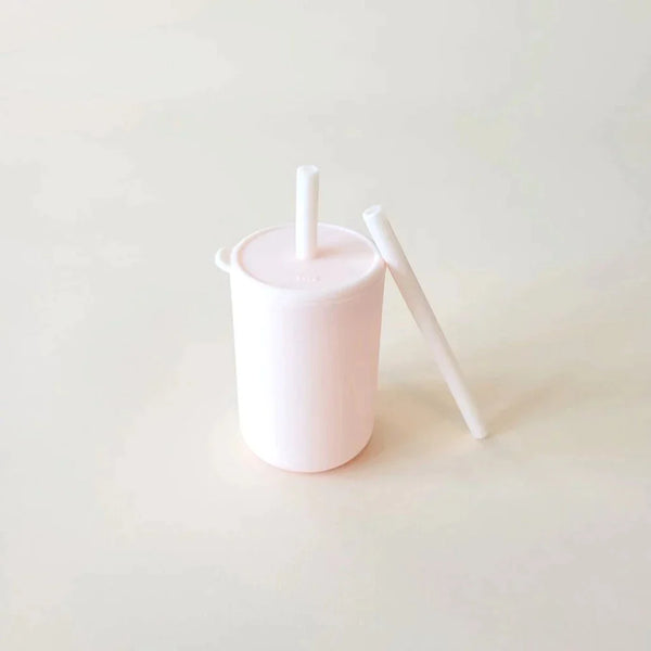 Silicone cup with straw