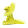 Jellycat Davey Dilophosaurus Dinosaur Children's Stuffed Animal Toy - Bright green dino with fluffy accents down the tail, and around their head, facing to the left