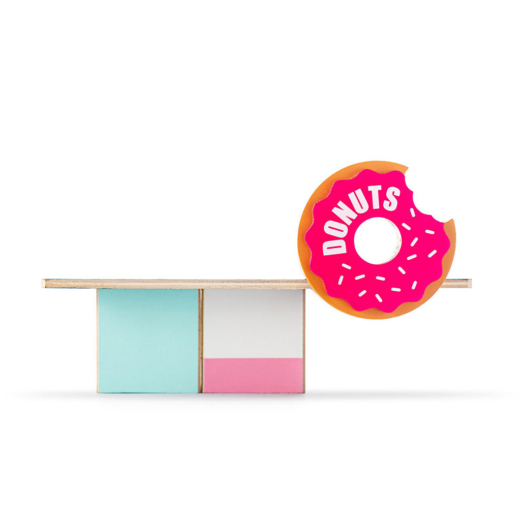 Candylab Donut Shack, a pink-and-white wooden play toy for kids.