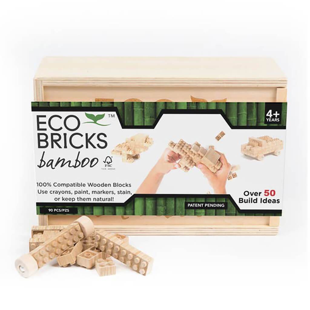 Eco-Bricks Bamboo 90 Piece Building Block Set Children's Wooden Toy