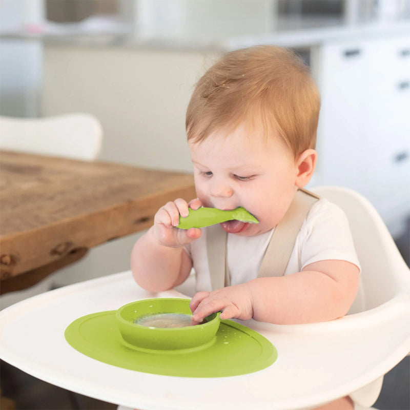 ezpz Lime Green baby plates and bowls encourage independent eating with a stable design.