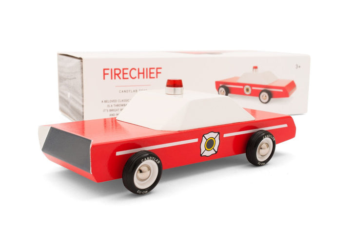 Candylab Firechief Car, Durable and Stylish Wooden Toy for Imaginative Play
