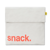Fluf Flip Reusable Snack Sack for Snacks & Sandwiches white canvas, orange font, yellow tag