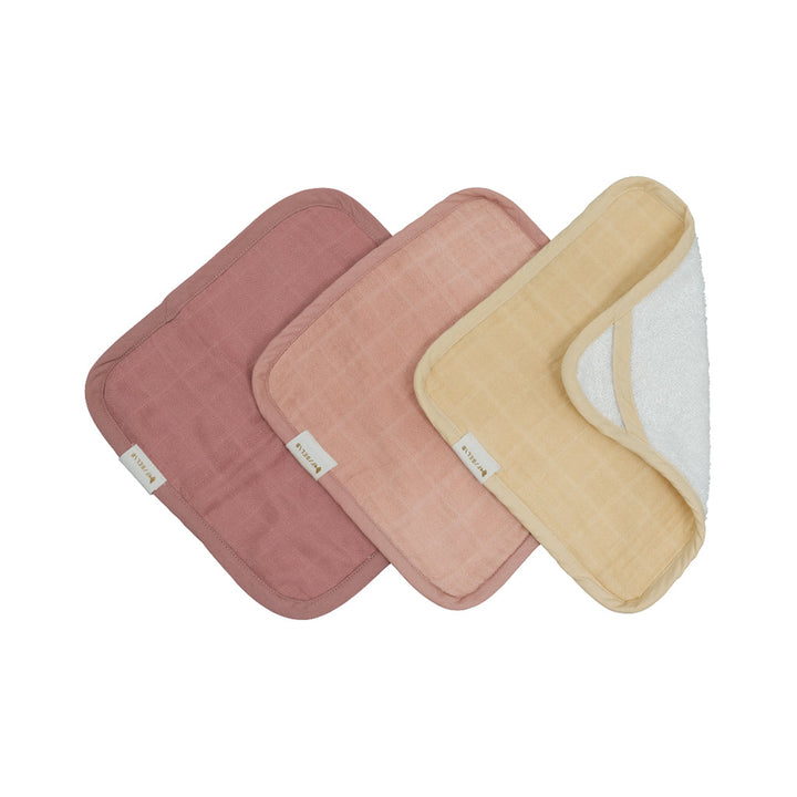 Fabelab Pastel Flower Wash Cloths Soft  Baby Bathing Accessories pinks and yellow