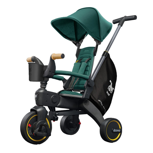 Doona Compact Folding Liki Trike S5 dark green and black woth yellow accents