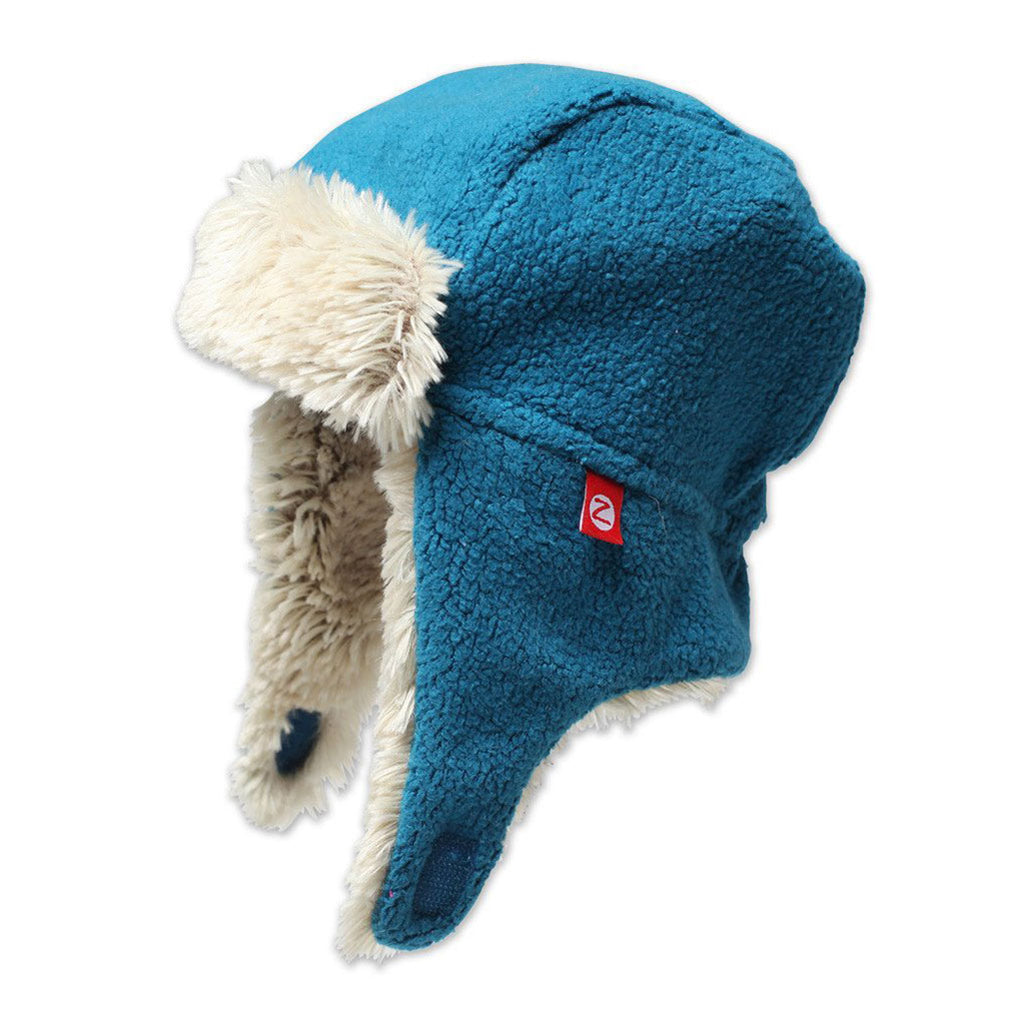 Fleece Shaggy Hat by Zutano in blue and white