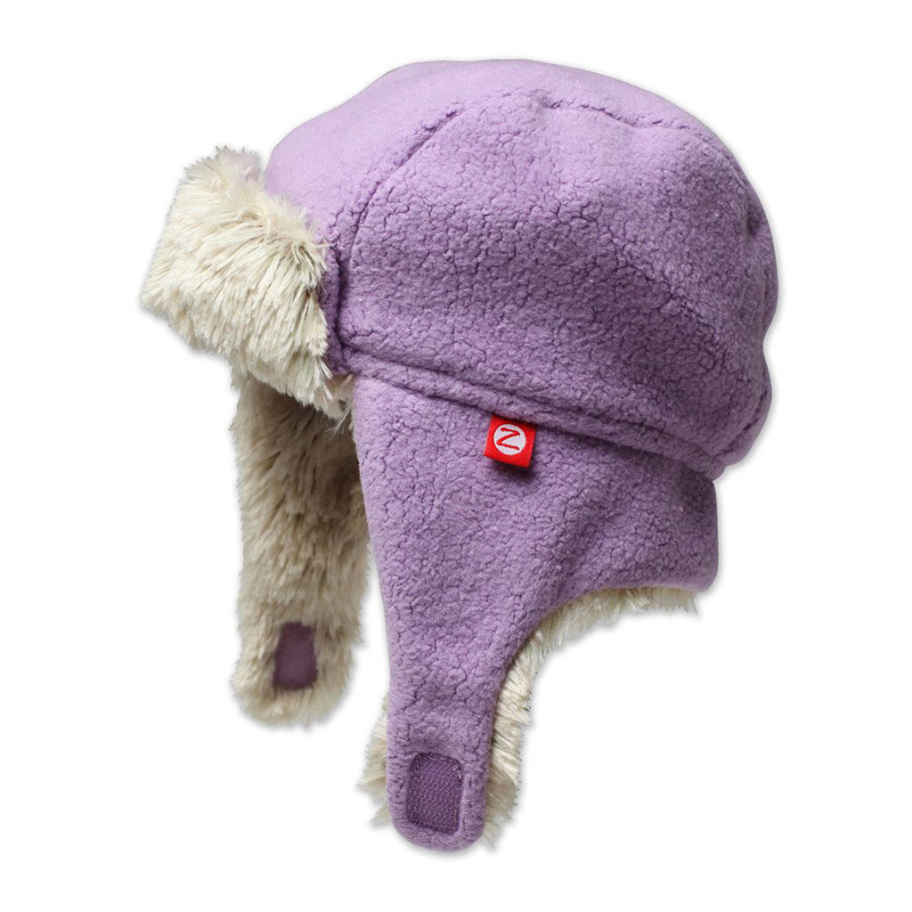 Cozie Fleece Shaggy Hat with Flaps in pinkish purple by zutano 