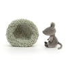 life_style1, Jellycat Hibernating Mouse Children's Plush Stuffed Animal Toy grey green bag