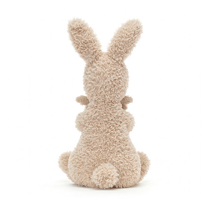 Jellycat Huddles Bunny Children's Plush Stuffed Animal Toy - Bunny gripping tightly onto the baby bunny while sitting and their back facing the camera