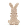 Jellycat Huddles Bunny Children's Plush Stuffed Animal Toy - Bunny gripping tightly onto the baby bunny while sitting and their back facing the camera