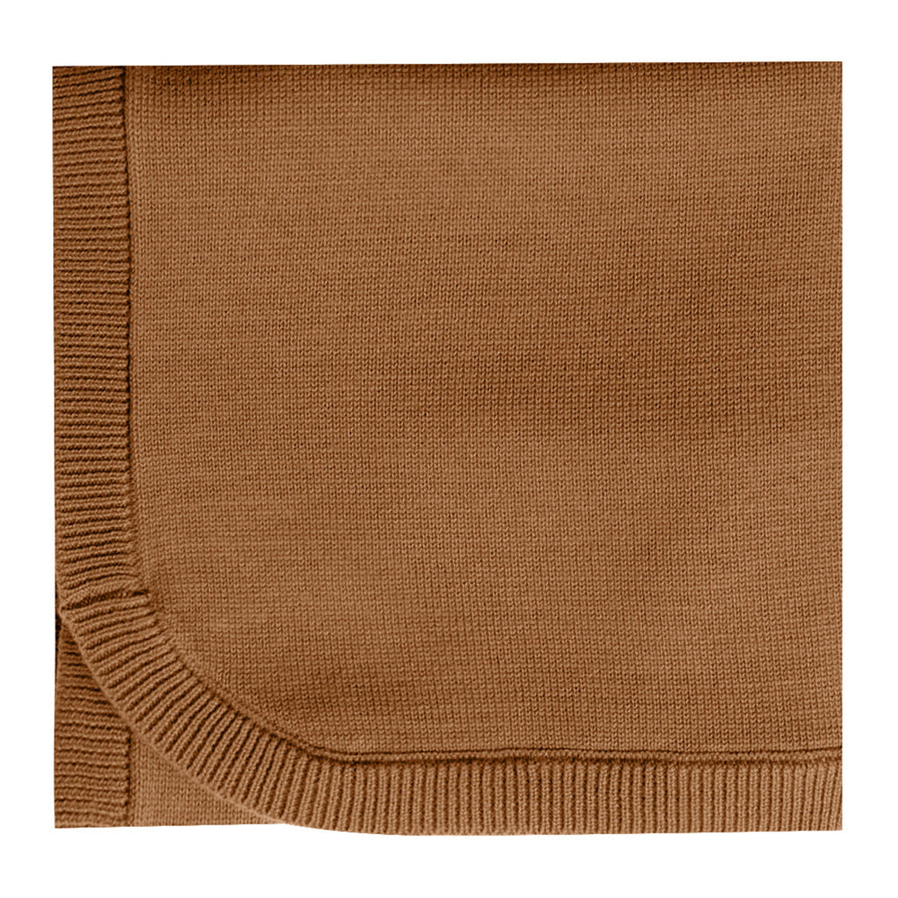 Quincy Mae Knit Baby Blanket Organic Cotton walnut brown orange dark