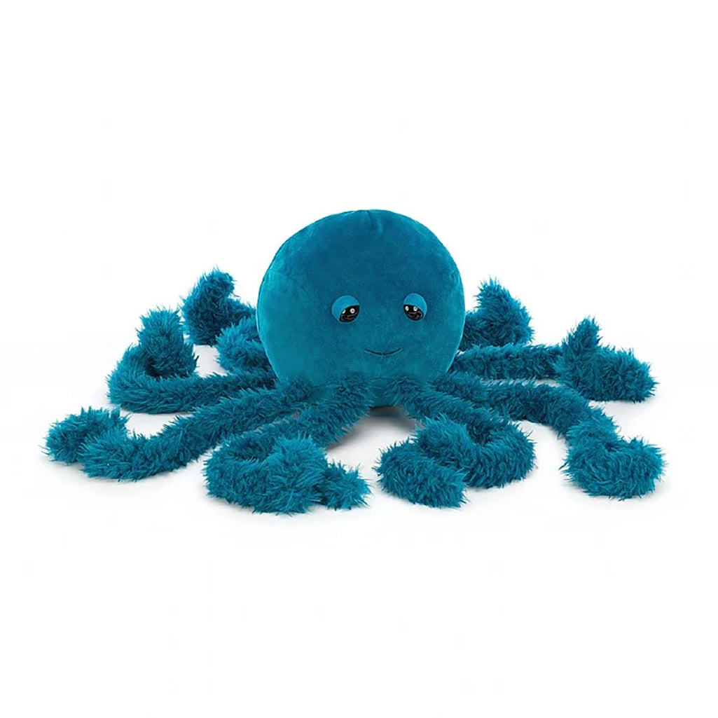 Jellycat Letty Jellyfish  Stuffed Animal with deep bright blue tentacles.