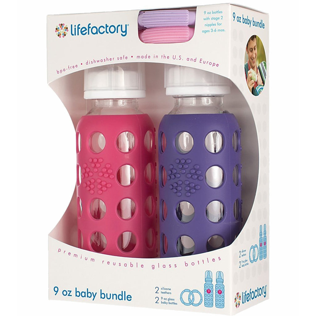  Lifefactory Glass Baby Bottles  with teething toy