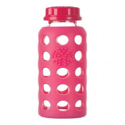 Life Factory pink flat top baby bottle