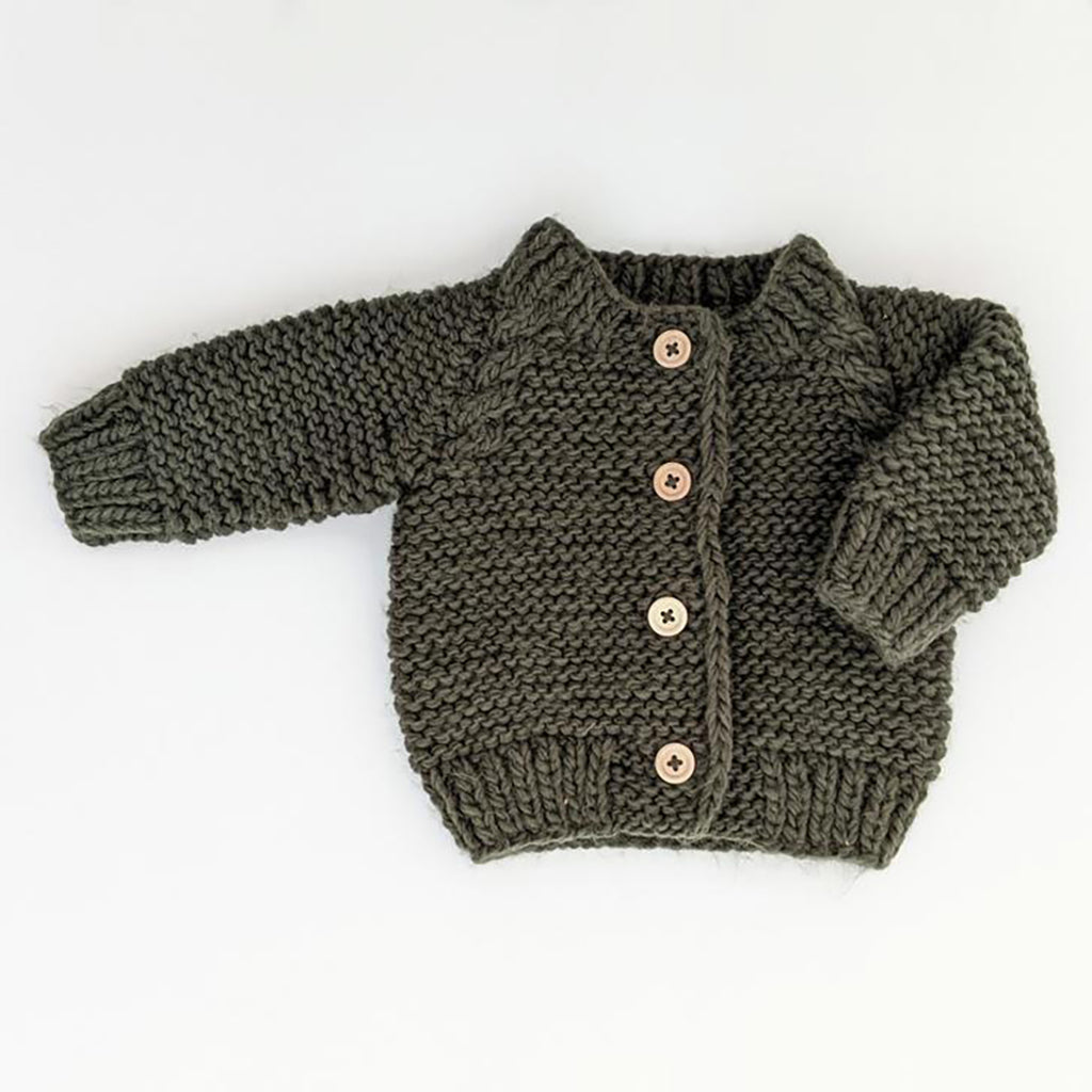Huggalugs Loden Garter Stitch Cardigan Sweater