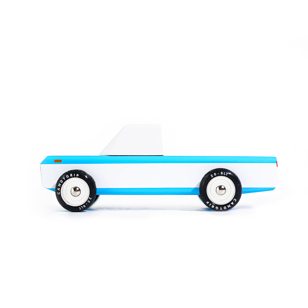 Retro Candylab wooden toy car, handcrafted for kids' playtime fun.