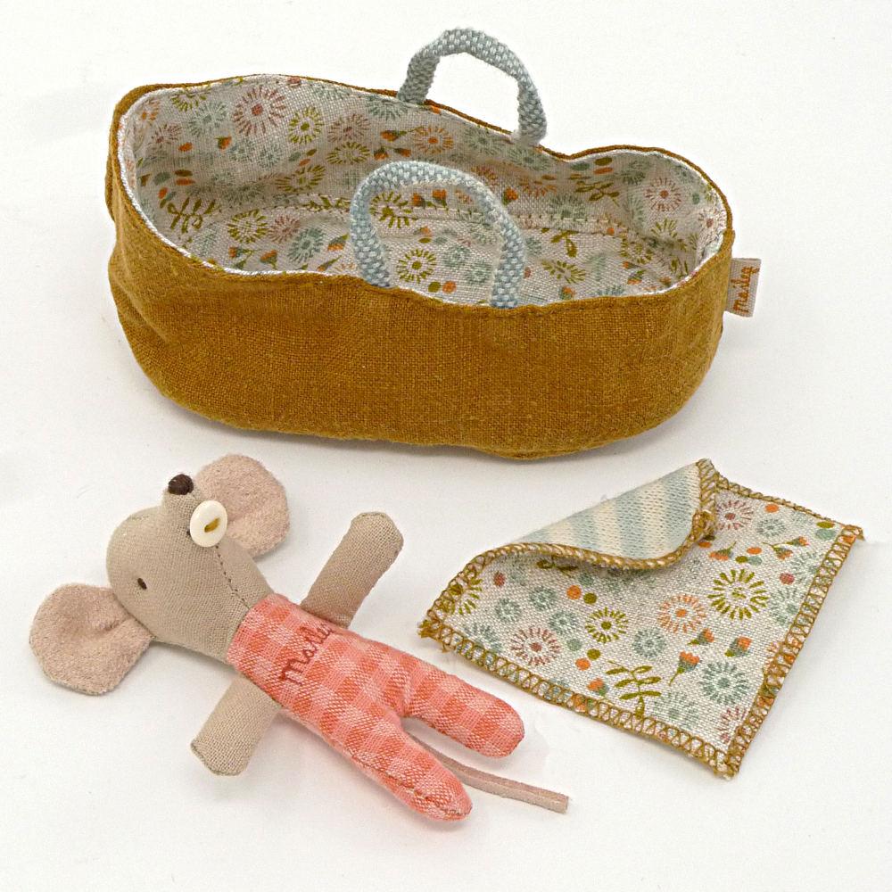 lifestyle_2, Maileg Pretend Play Newborn Baby Mouse in Carrycot 