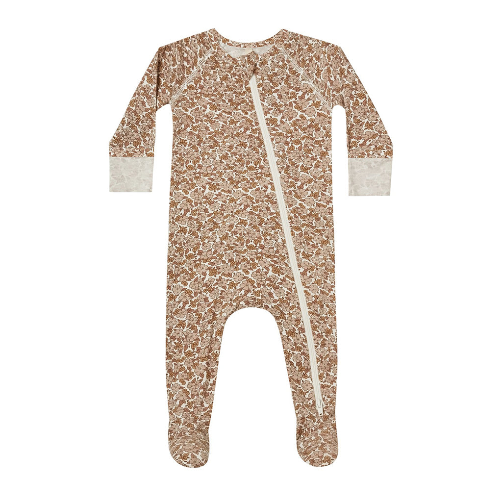 Quincy Mae onesie Zip Footie in Neutral