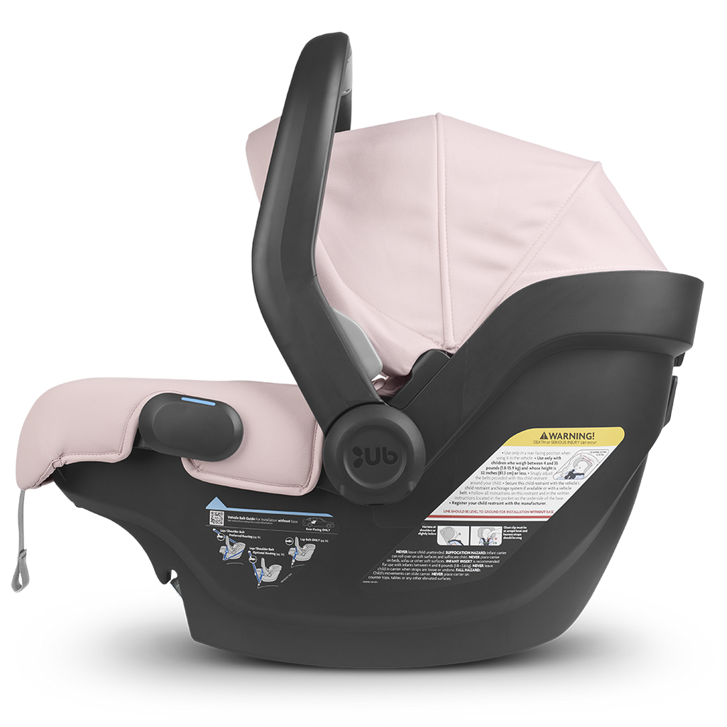 Side View of Uppababy Infant Car Seat Mesa in Alice pink
