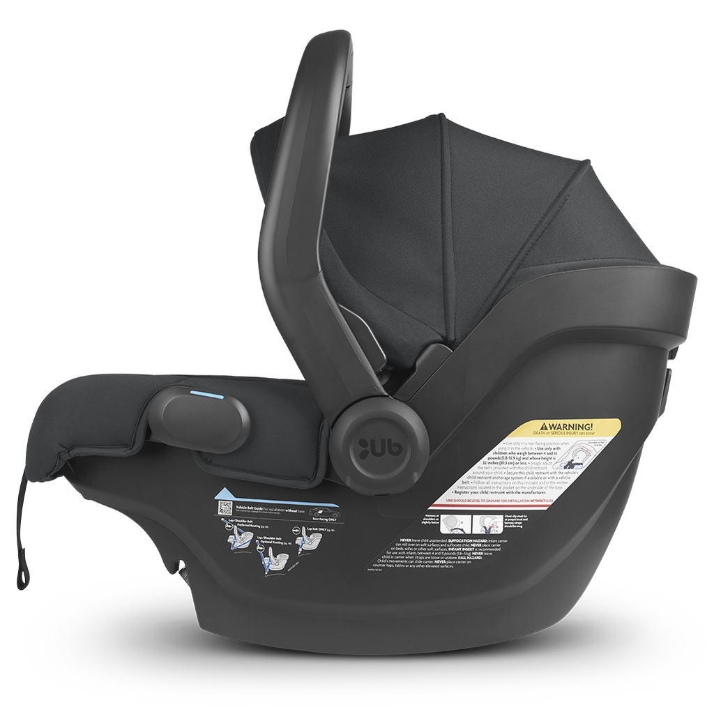 Side View of Uppababy MESA V2 Infant Car Seat in Jake Black