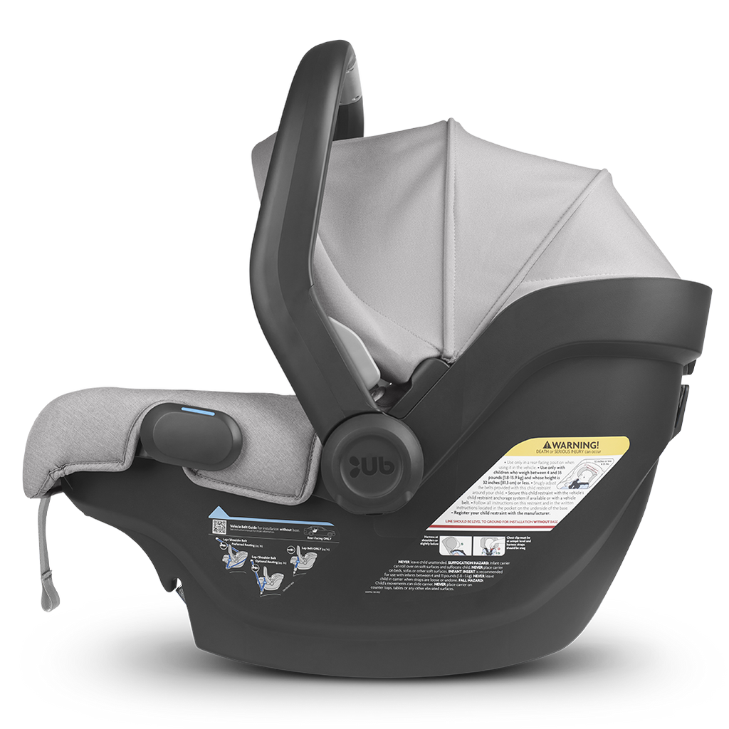 Side View of Uppababy Infant Car Seat Mesa in Stella Grey