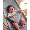 infant facing outward in Babybjorn mesh grey bouncer bliss