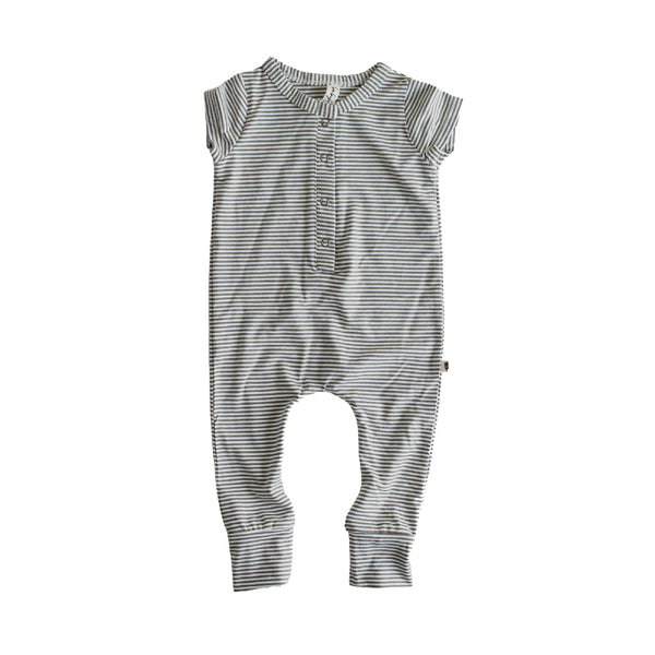 babysprouts T-Shirt Romper for Infants in Micro Olive Green Stripe